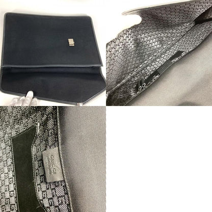 Gucci Clutch Bag Logo 108841 Nylon/leather Black