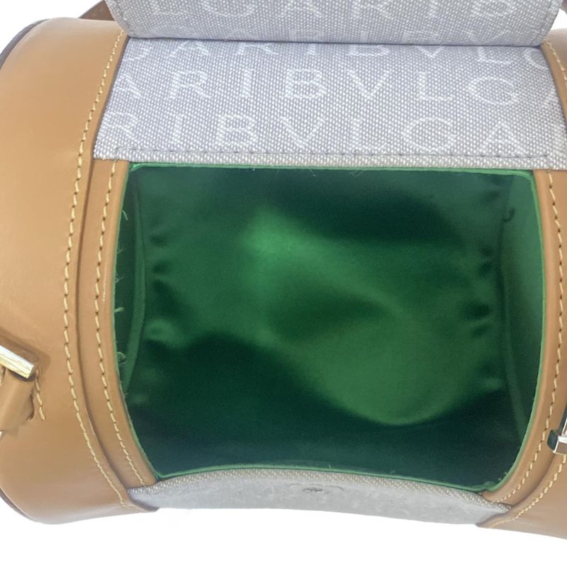 Bvlgari Handbag B-zero1 (bag) Light Gray And Brown Drum Bag Leather