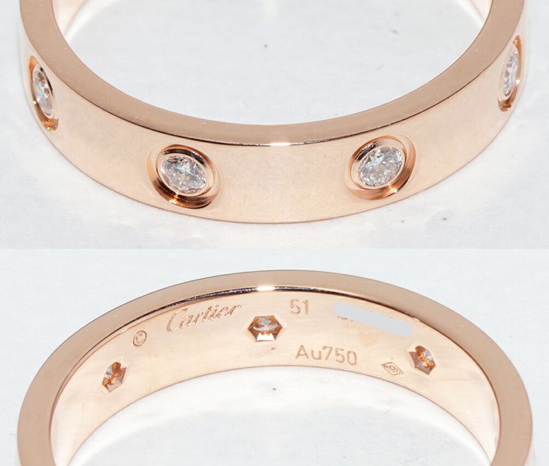 Cartier Ring 18K Pink Gold 8P Diamonds (total 019ct) Love Ring Small Model Mini
