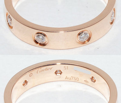 Cartier Ring 18K Pink Gold 8P Diamonds (total 019ct) Love Ring Small Model Mini