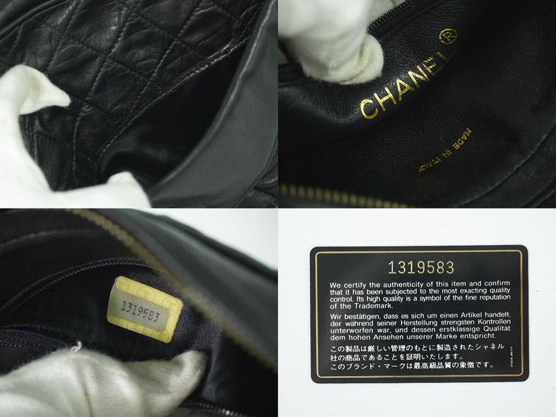 Authentic Chanel Coco Mark Matelasse Tassel Chain Shoulder Bag Lambskin Leather