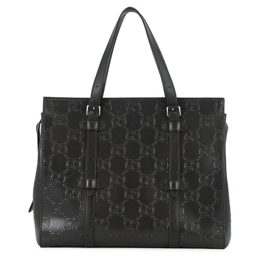 Gucci Tote GG Embossed Leather Black