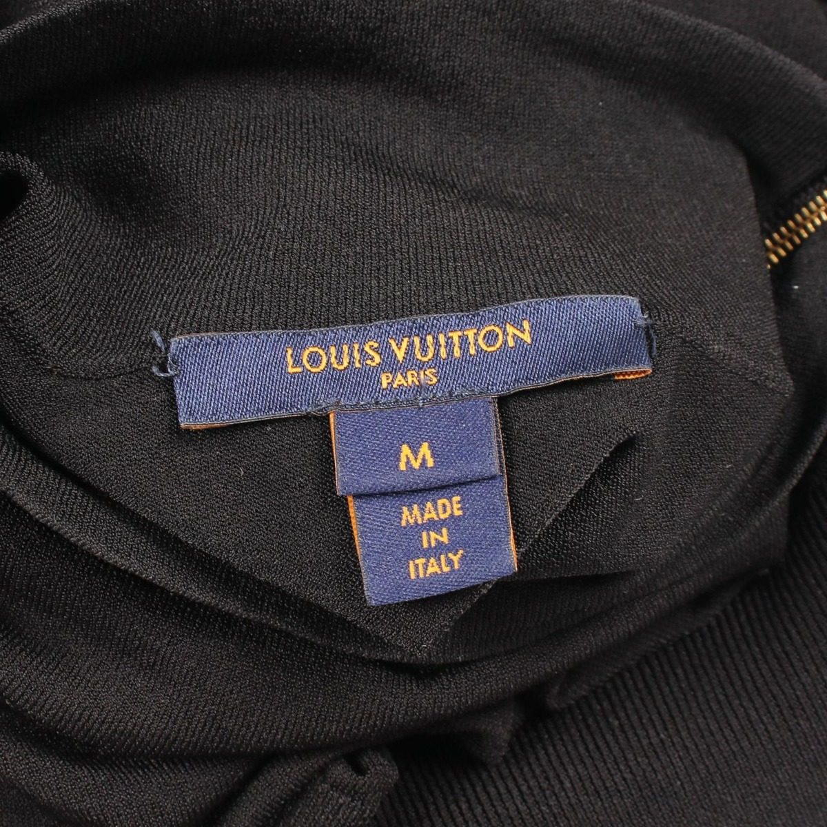 Louis Vuitton Knit Chain Detail Shoulder Zip High Neck Black Rayon Sweater — view 3