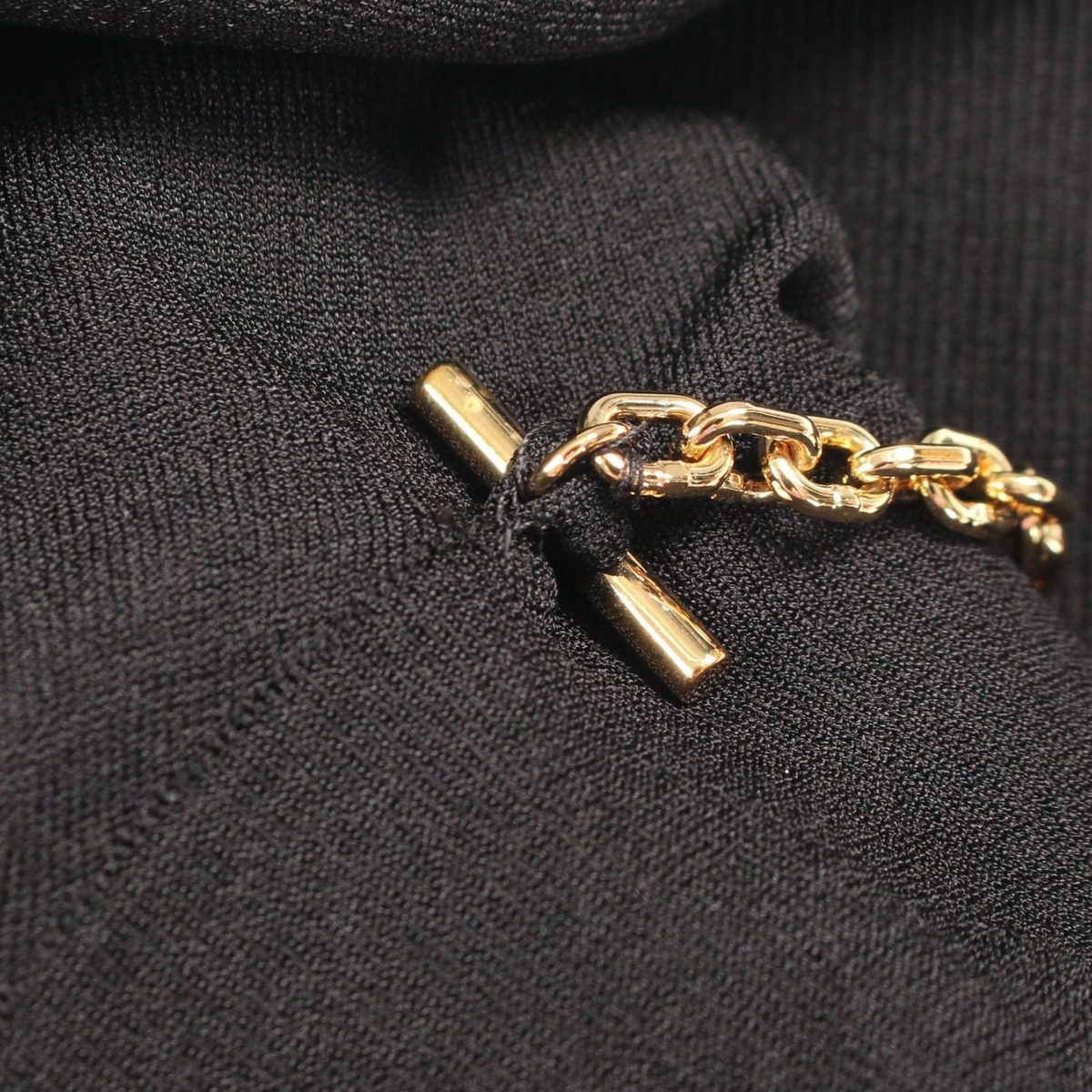 Louis Vuitton Knit Chain Detail Shoulder Zip High Neck Black Rayon Sweater — view 6