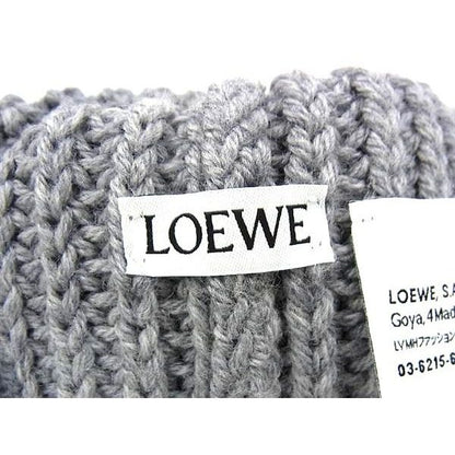 Loewe Anagram Wool Knit Hat Beanie Hat Gray — view 4
