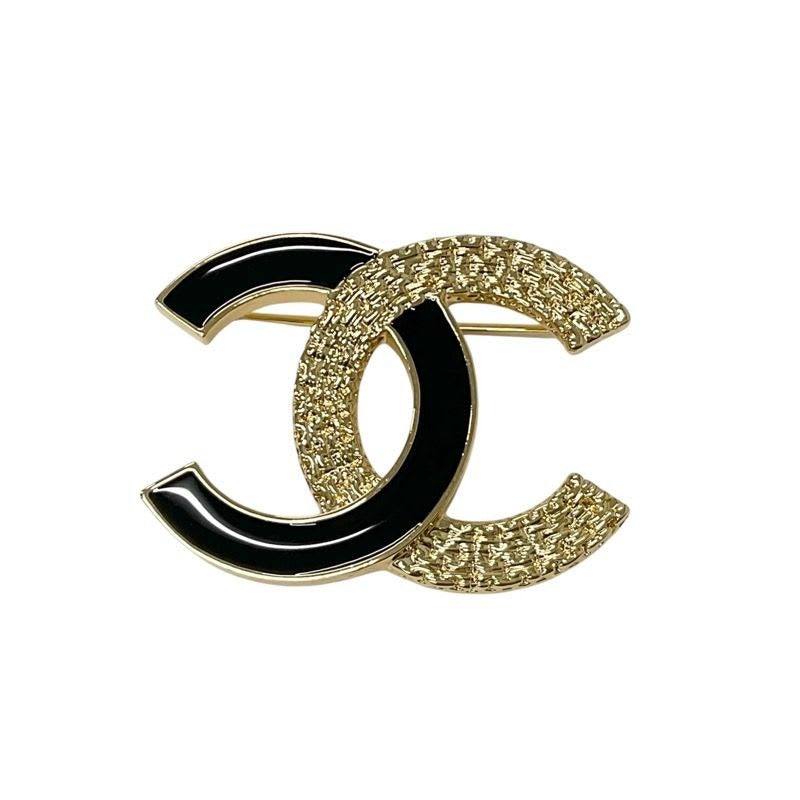 Chanel Brooch Corsage Gold Black Coco Mark