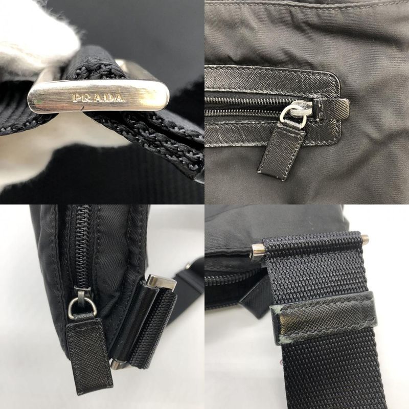 Prada Shoulder Bag Nylon Leather Black Ladies Men Fashion Vintage