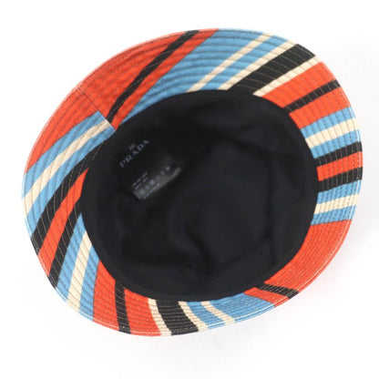 Prada 2hc137 Stripe Triangle Logo Triangle Plate Bucket Hat Orange Multicolor