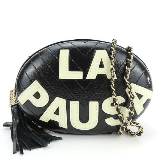 Chanel Shoulder Bag La Pausa Leather Black Gold Hardware V Stitching 26 th Chain