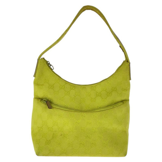 Gucci Yellow Beige Silver Hardware GG Canvas/leather 001 3386 Shoulder Bag