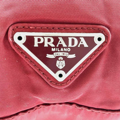 Prada Tote Handbag One Shoulder Plastic Handle Nylon Red Vintage Ladies Men
