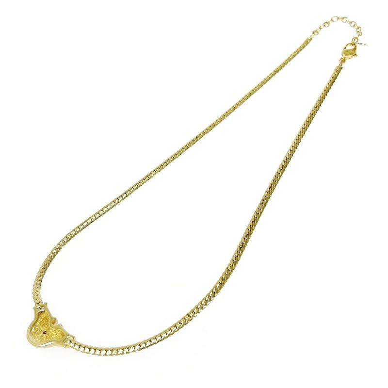Christian Dior GP Rhinestone Colored Stone CD Logo Necklace Gold Blue 483543