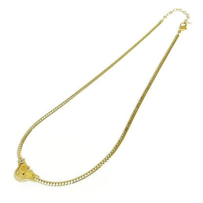 Christian Dior GP Rhinestone Colored Stone CD Logo Necklace Gold Blue 483543