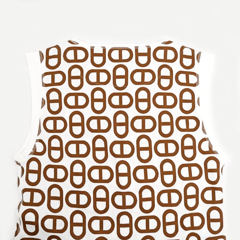 Hermes Sleeveless T-shirt Cher D'ancre White Brown Size 38 Ladies'