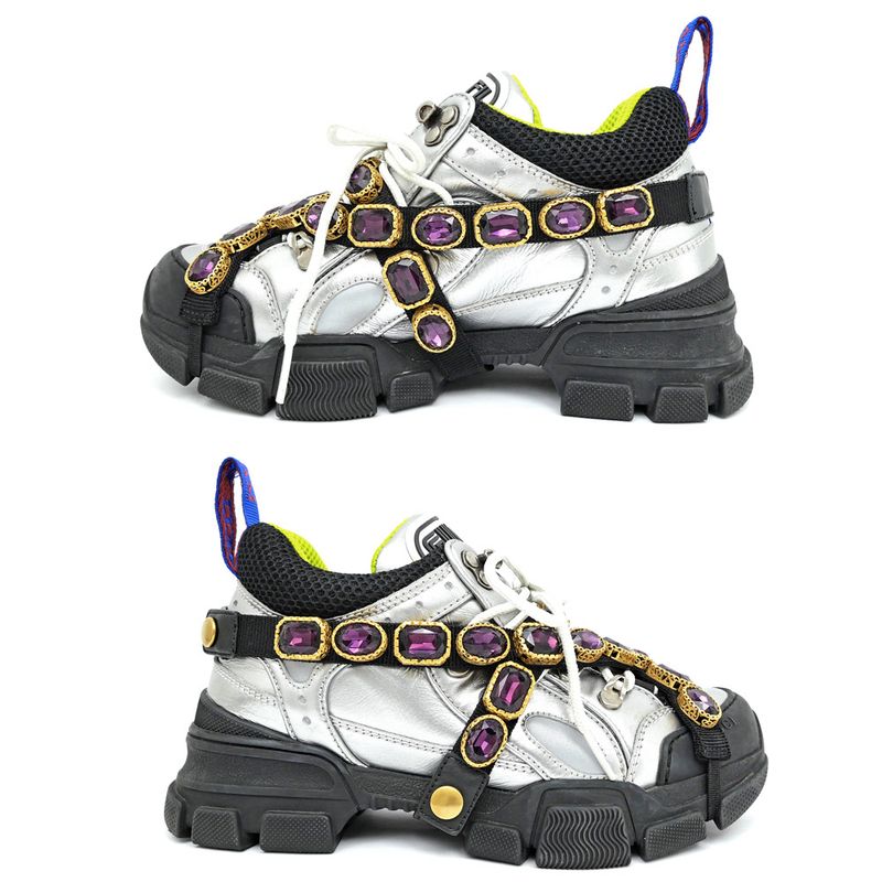 Gucci Flash Trek Bijou Sneakers - Removable No Size Notation Silver -