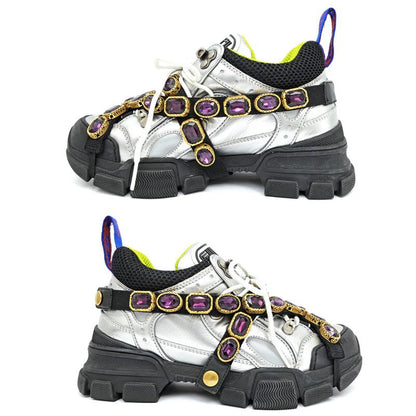 Gucci Flash Trek Bijou Sneakers - Removable No Size Notation Silver -