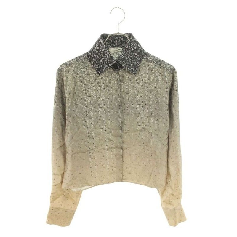 Fendi All Over Pattern Silk Long Sleeve Shirt 40