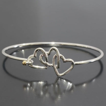 Tiffany & Co Bracelet Triple Heart Bangle 925 750 E0144