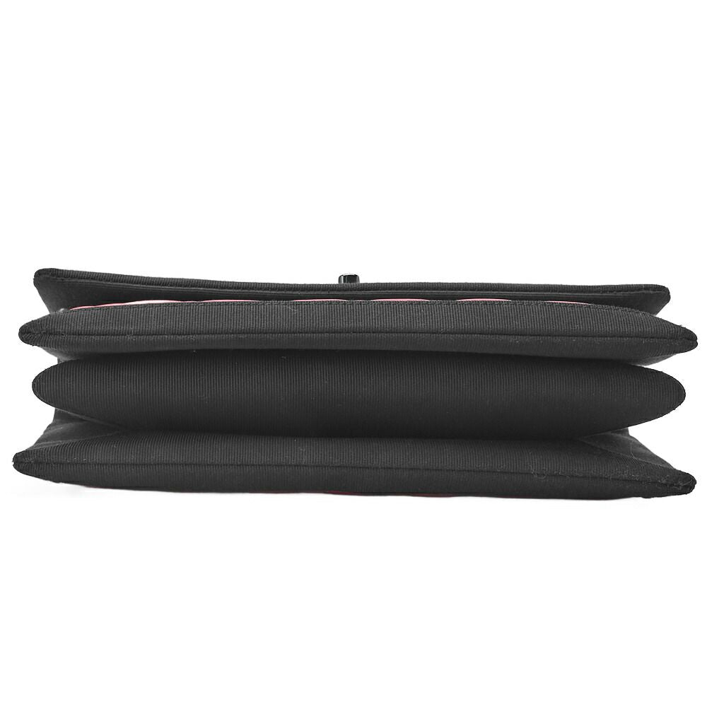 Chanel Matelasse Chain Shoulder Lambskin And Nylon Red And Black (black