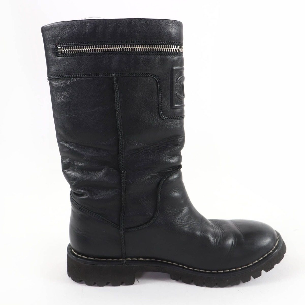 Chanel CC Coco Cocoon Leather Engineer Boots Short Black 37 — view 5