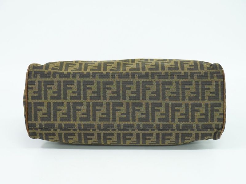 Authentic Fendi Etonico Zucca Tote Handbag Canvas Brown 8bn162 Etonico Bag