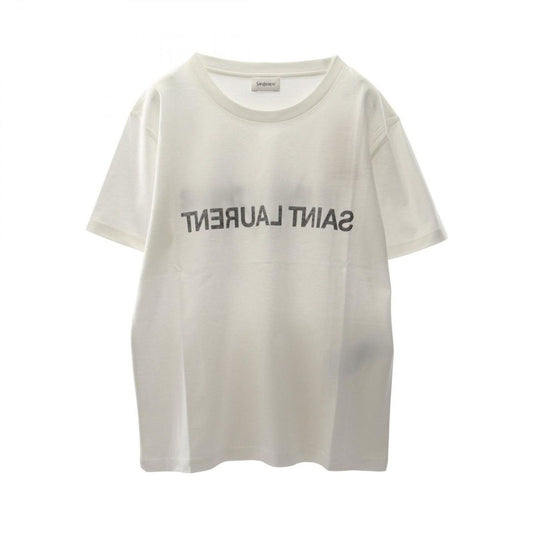 Saint Laurent Paris Short Sleeve T-Shirt Reverse Logo White Cotton