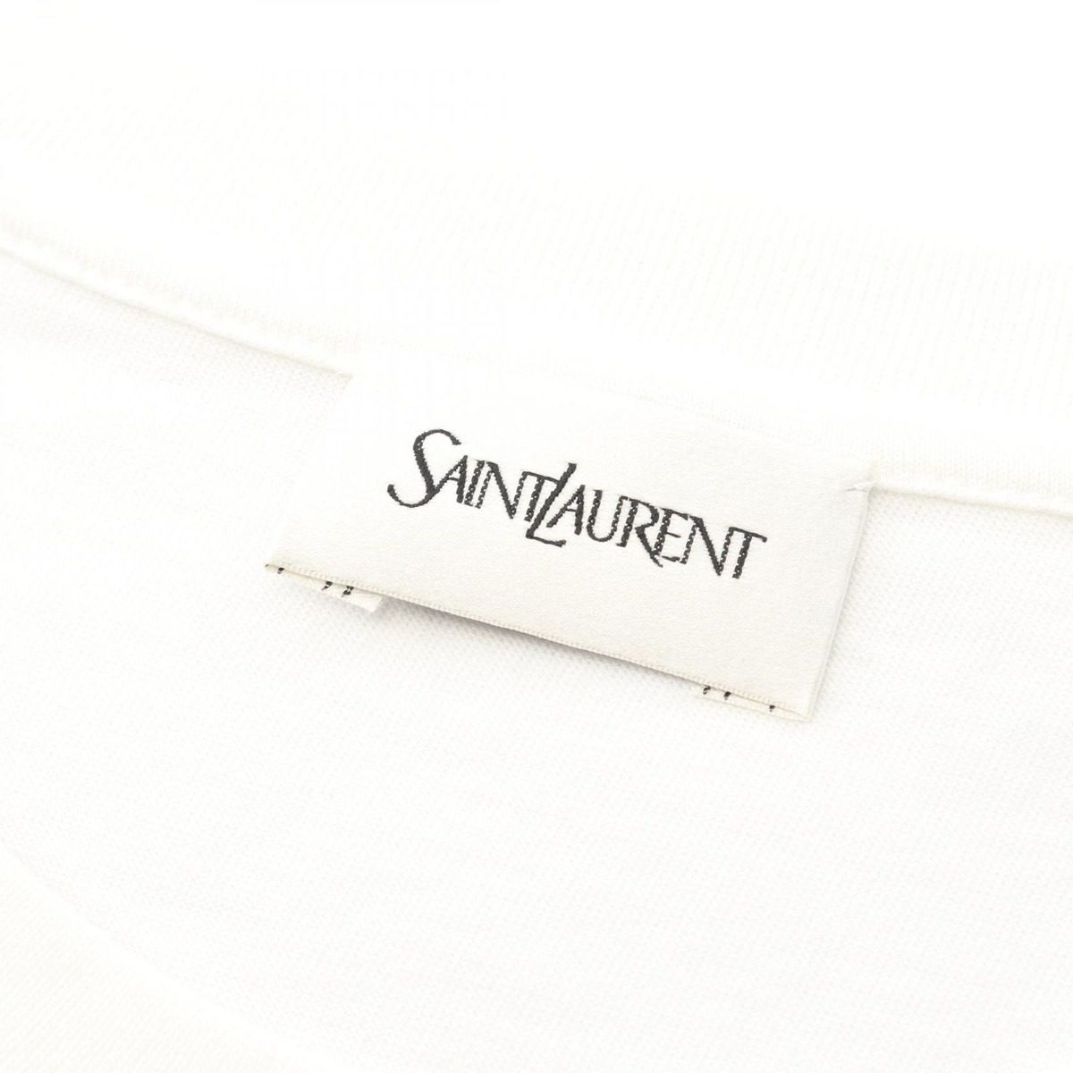 Saint Laurent Paris Short Sleeve T-Shirt Reverse Logo White Cotton — view 3