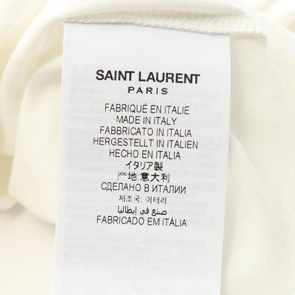 Saint Laurent Paris Short Sleeve T-Shirt Reverse Logo White Cotton — view 5