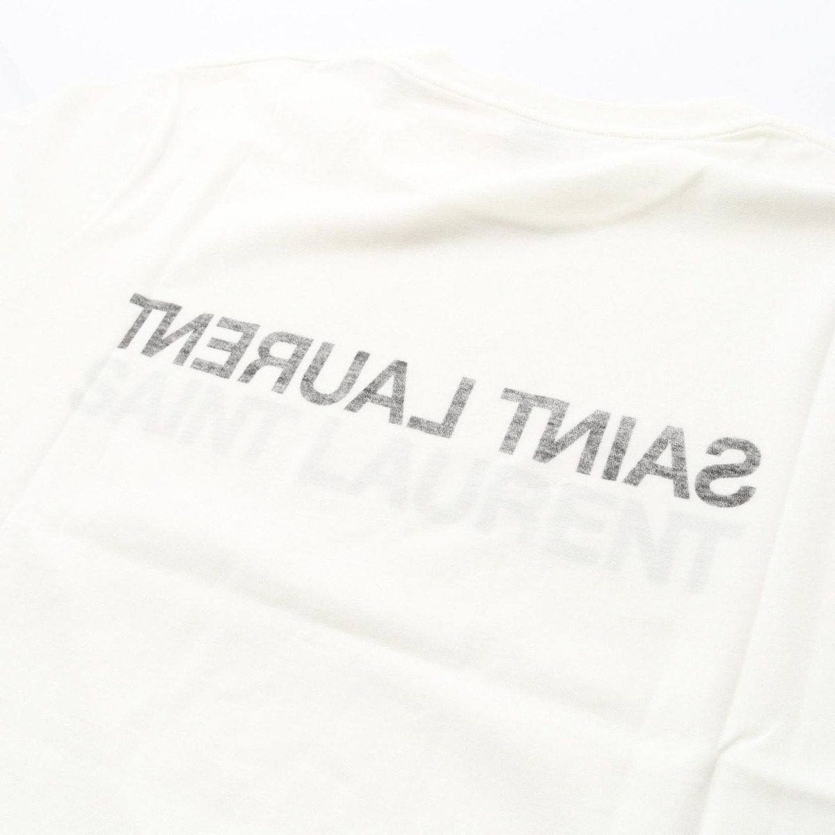 Saint Laurent Paris Short Sleeve T-Shirt Reverse Logo White Cotton — view 7