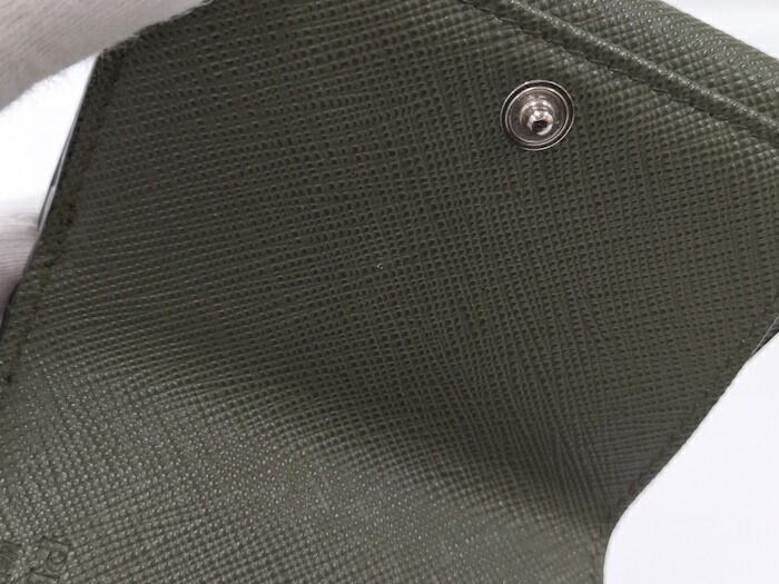 Prada Trifold Wallet With Triangular Logo Leather Green 2mh042