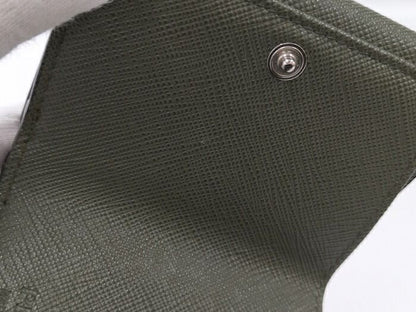 Prada Trifold Wallet With Triangular Logo Leather Green 2mh042