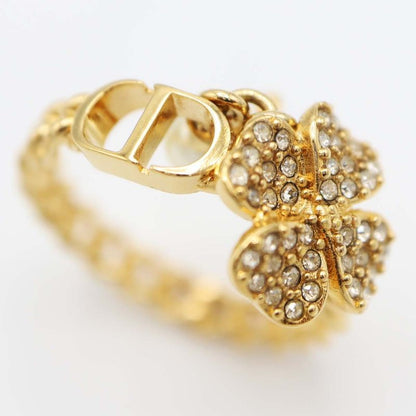 Christian DIOR Ring D-clover Clover Star Resin Pearl Size L Approx 13.5