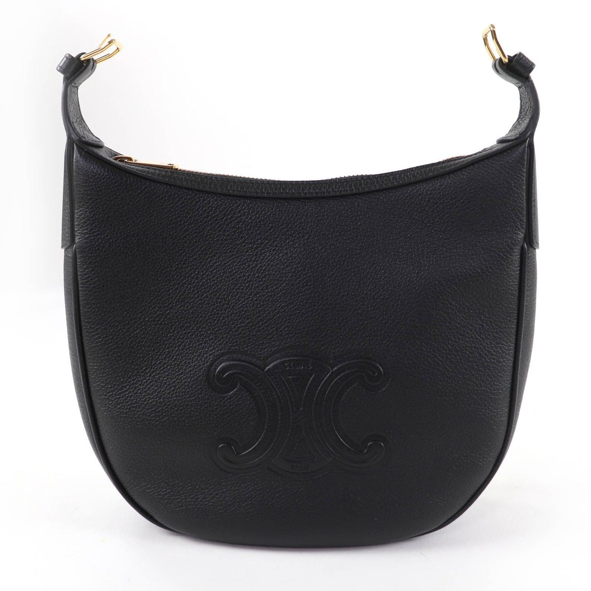 Celine Cuir Triomphe Eloise Small Leather 2-Way Shoulder Bag Black