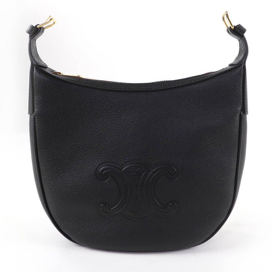 Celine Cuir Triomphe Eloise Small Leather 2-Way Shoulder Bag Black