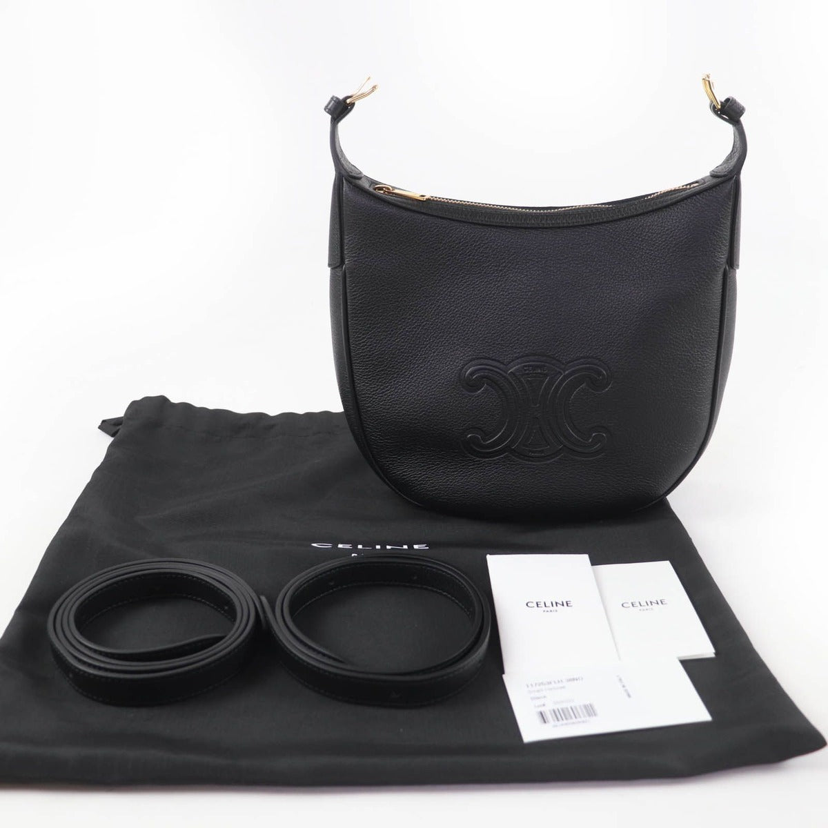 Celine Cuir Triomphe Eloise Small Leather 2-Way Shoulder Bag Black — view 2