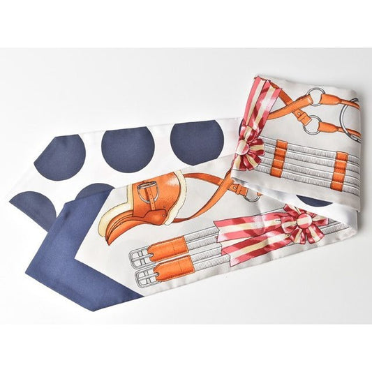 Hermes Scarf Dot Blue White