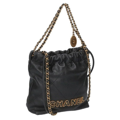 Chanel 22 Mini Cutout Logo Caviar Leather Chain Shoulder Bag