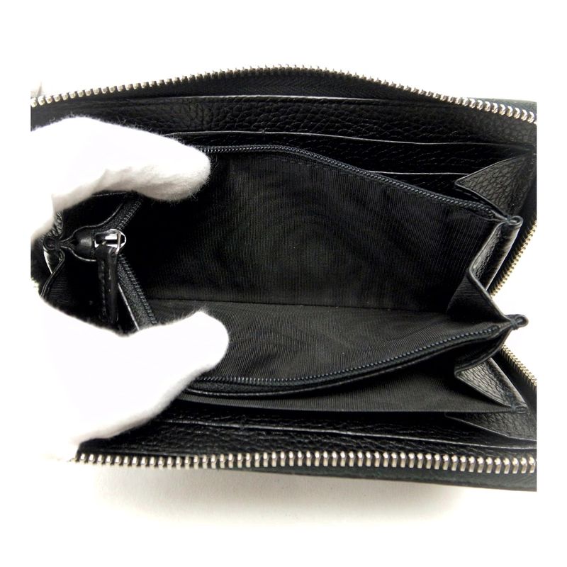 Gucci Round Zipper Long Wallet With Coin Purse 473928 Men's Black Pawnshop