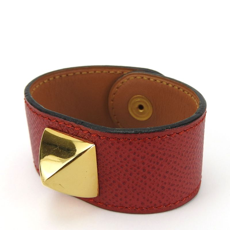 Hermes Bracelet Medor Vaux Epson Metal Red Gold Hardware Bangle Ladies Women