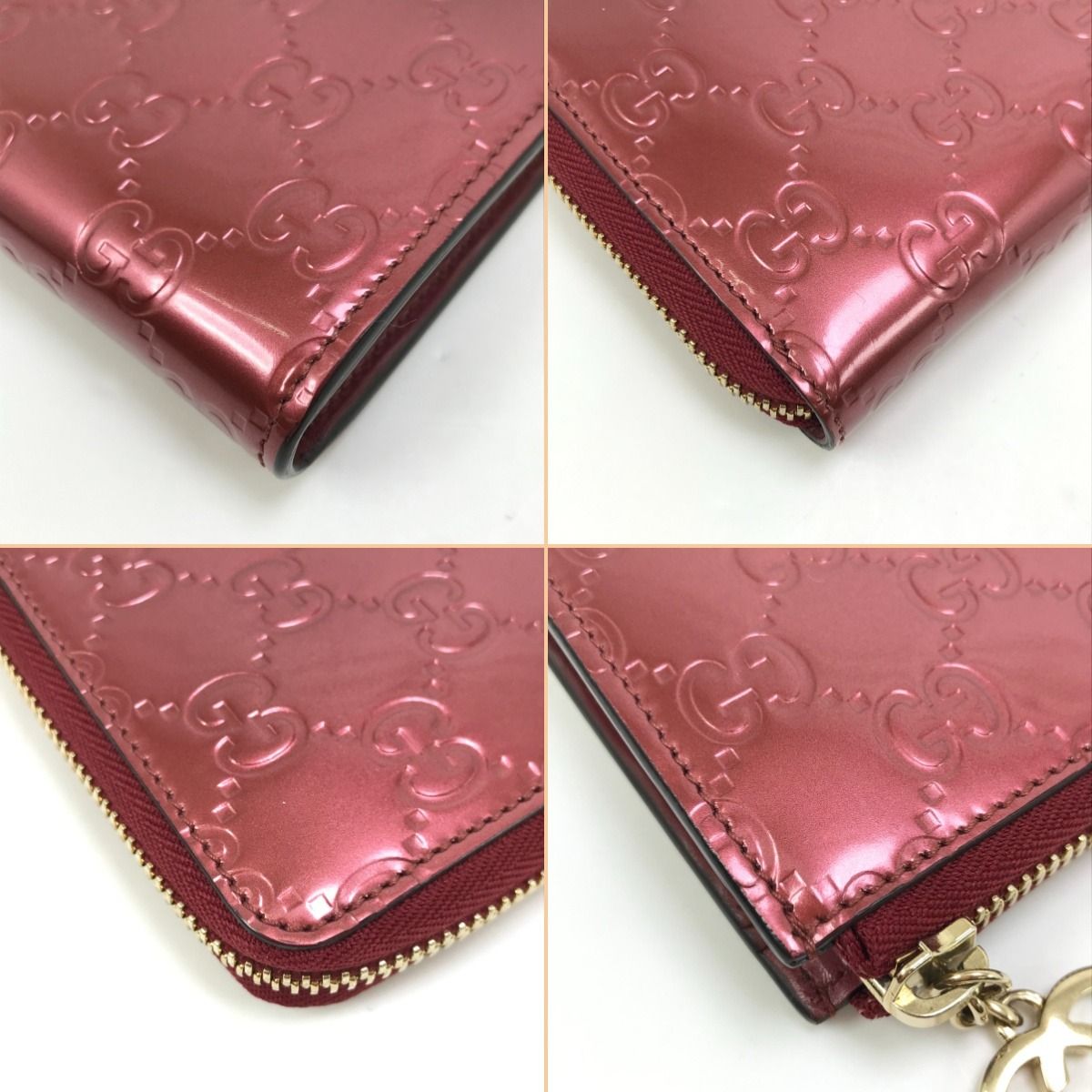Gucci L-Shaped Zip Long Wallet 295671 Metal Pink Red System