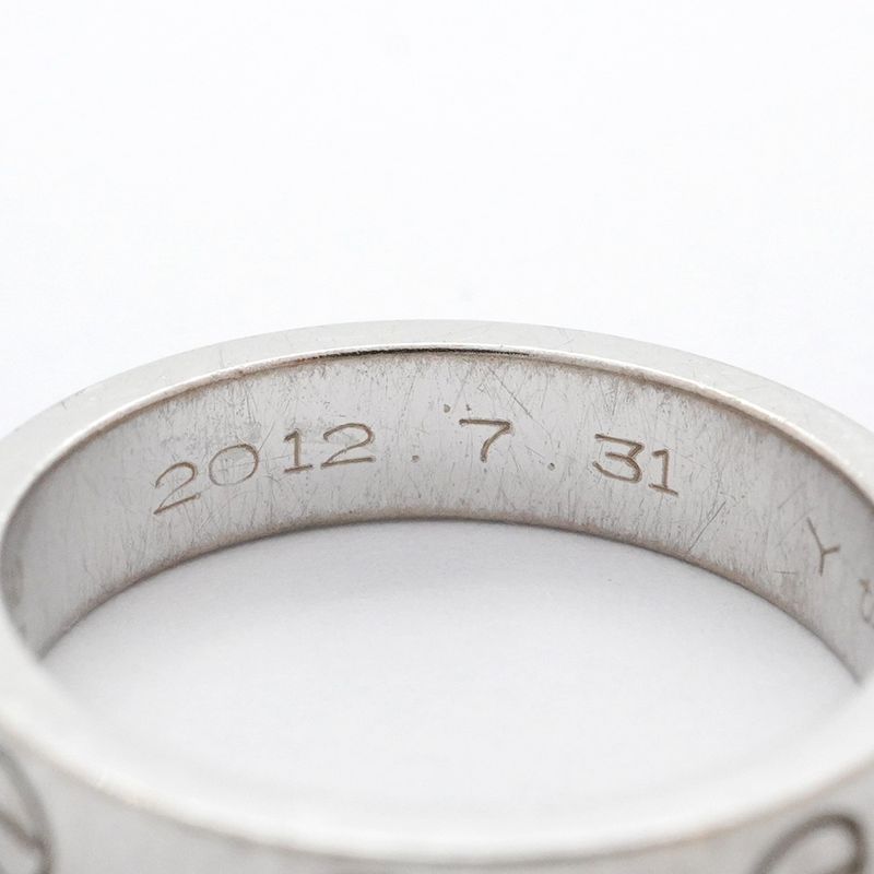 Cartier Ring Mini Love 1PD 18K White Gold White Togo Old Diamond #50 Ladies