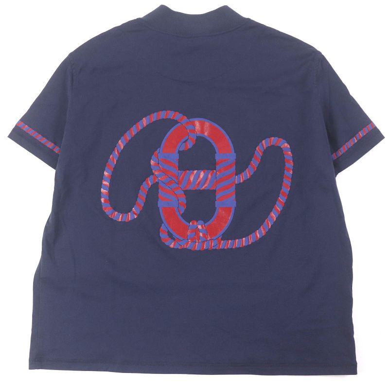 Hermes 23SS 3e4621dl Cartouche Chaine D'ancre Mock Neck Short Sleeve T-shirt