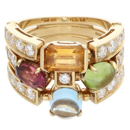 Bvlgari Allegra 18k Yellow Gold Multi Stone Pave Diamond Ring