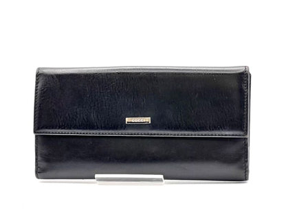 Gucci Long Wallet Logo Black Leather 08bs166