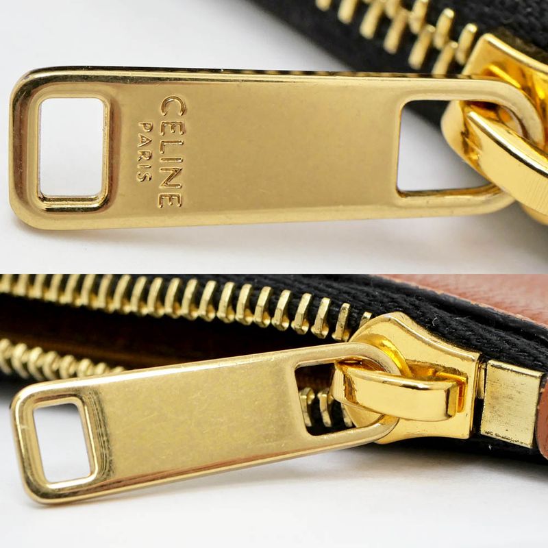 Celine Triomphe Coin Case With Card Holder Tan Gold Hardware Leather