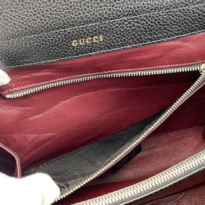 Gucci Handbag Zumi Small Top Handle Bag 569712 Leather Logo Black Silver