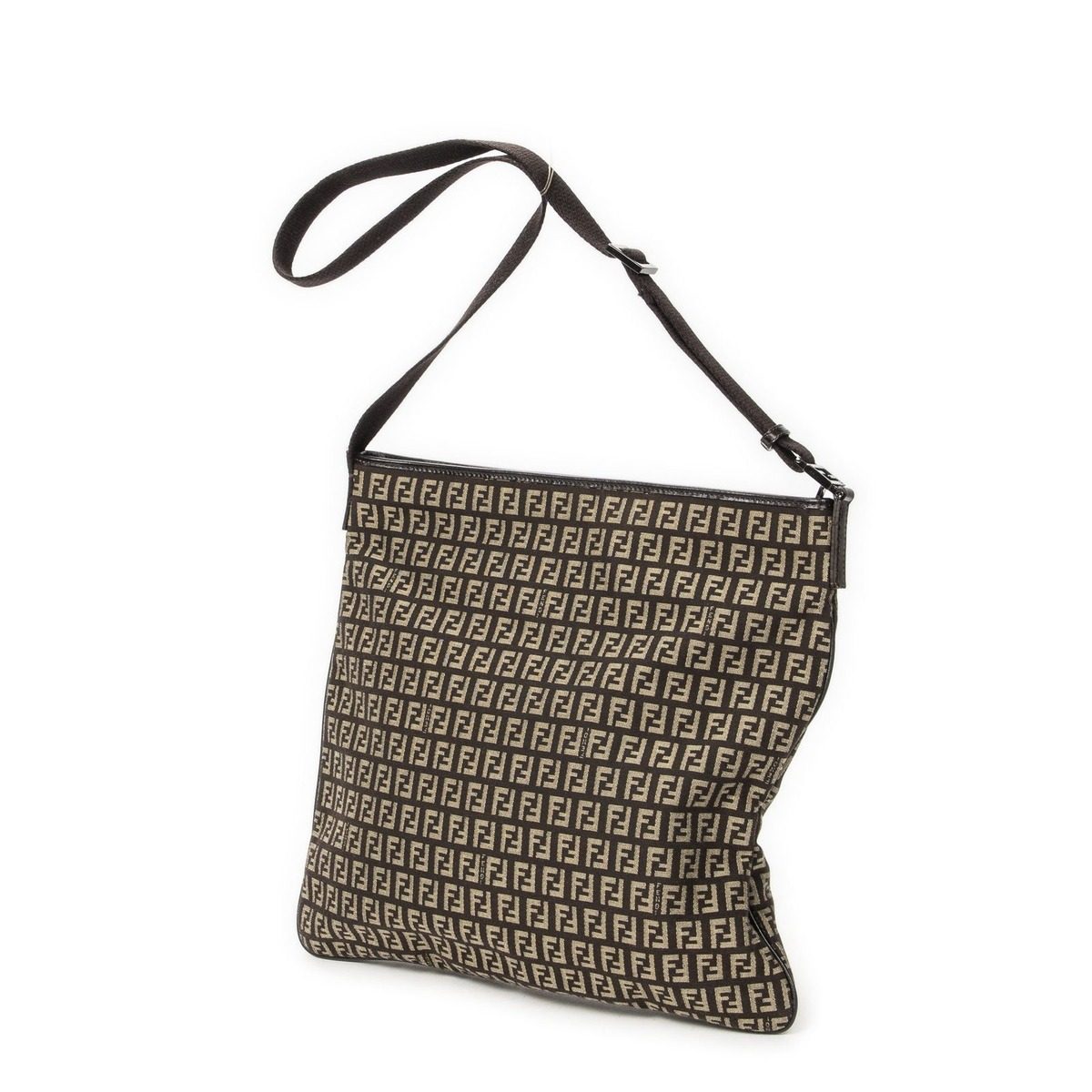 Fendi Square Flat Crossbody Brown Zucchino Canvas — view 2