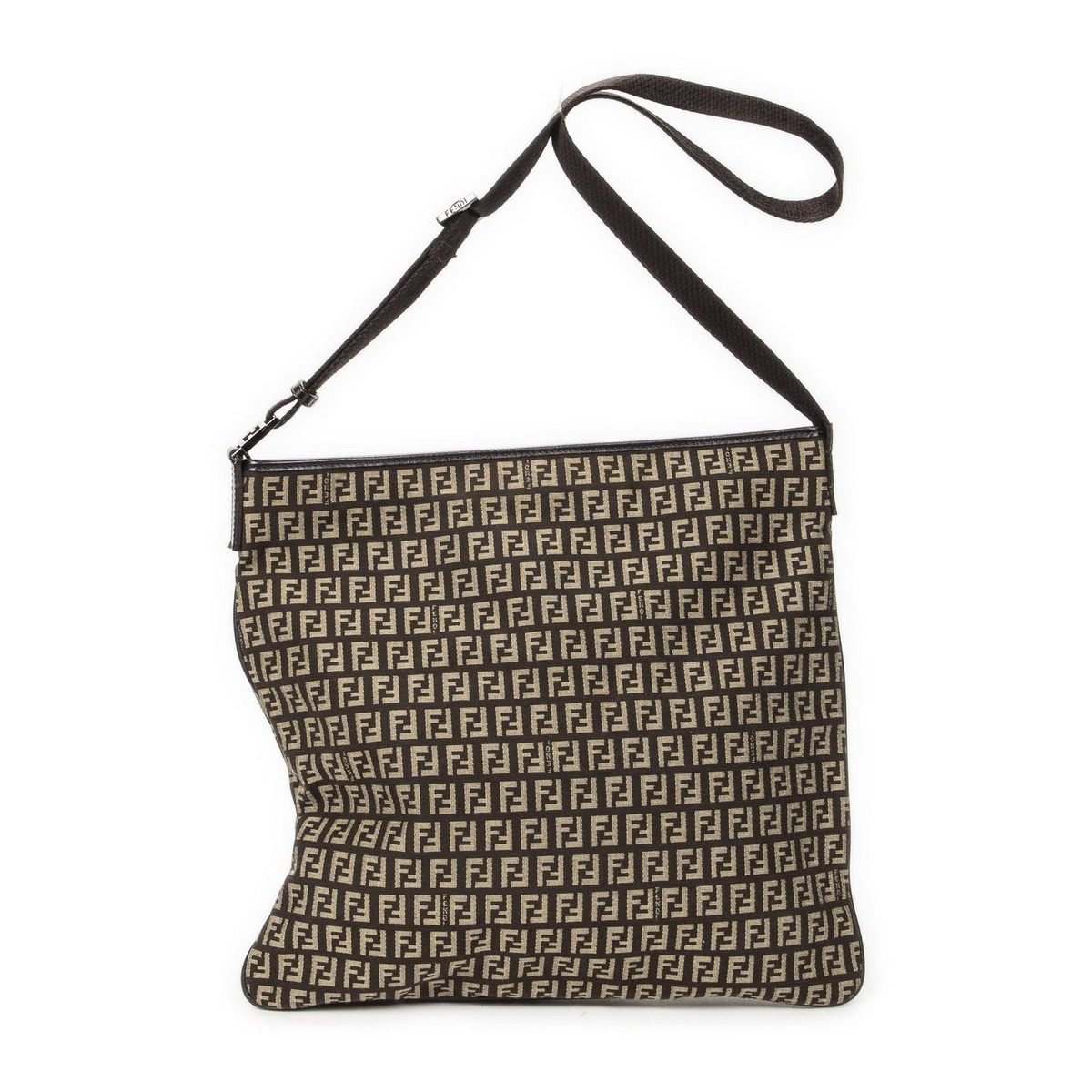 Fendi Square Flat Crossbody Brown Zucchino Canvas — view 5