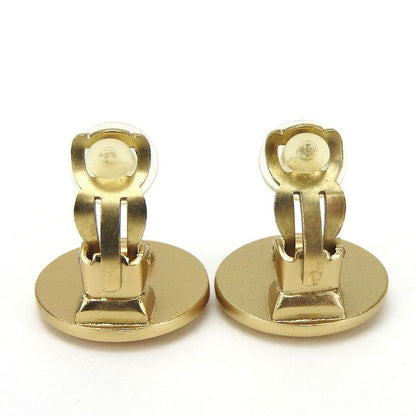 Chanel Earrings Ring Coco Mark Gold Plated GP Red Rhinestone Red Accessories