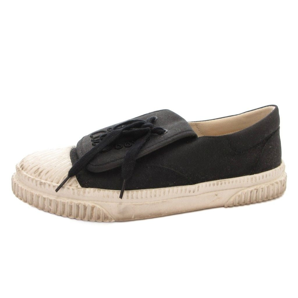 Loewe Anagram Flap Sneakers Shoes Low Cut Logo Embroidery Bicolor 37 White